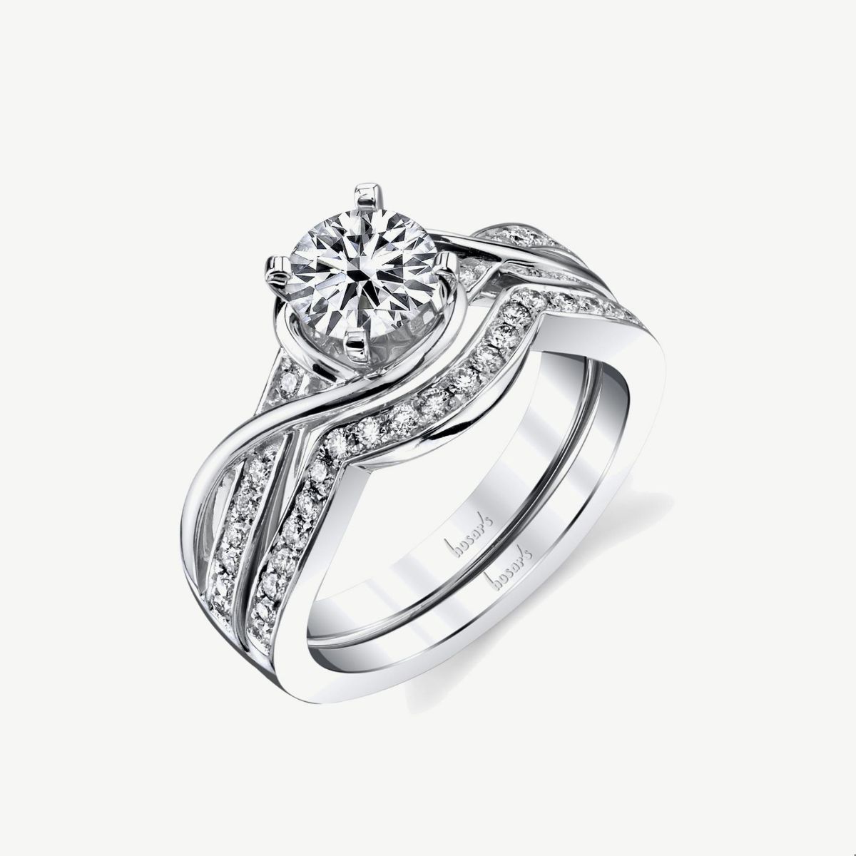 Picture of 14K White Gold Twist Diamond Ring with Twisted Shoulders