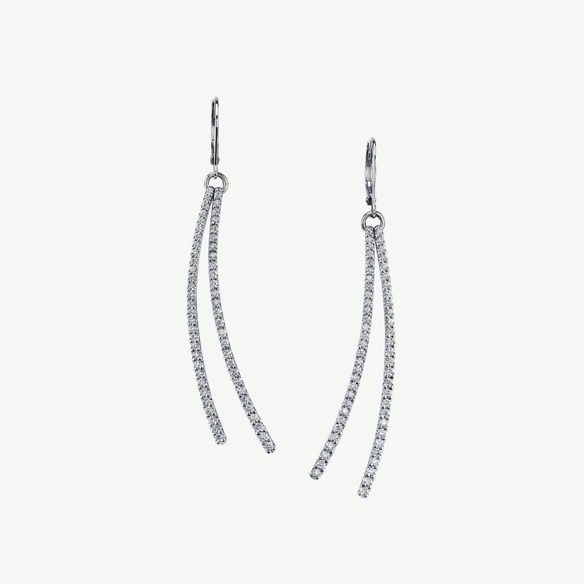 Picture of 14K Curved Stick Diamond Earrings