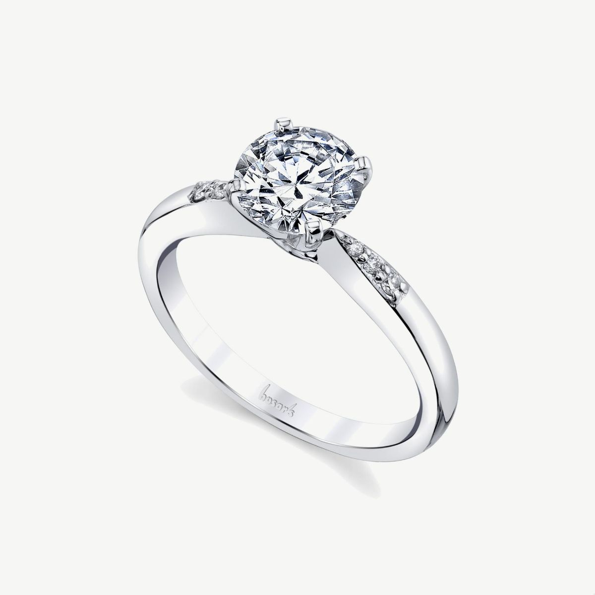 Picture of 14K White Gold Slender Diamond Engagement Ring with Pinch Shank