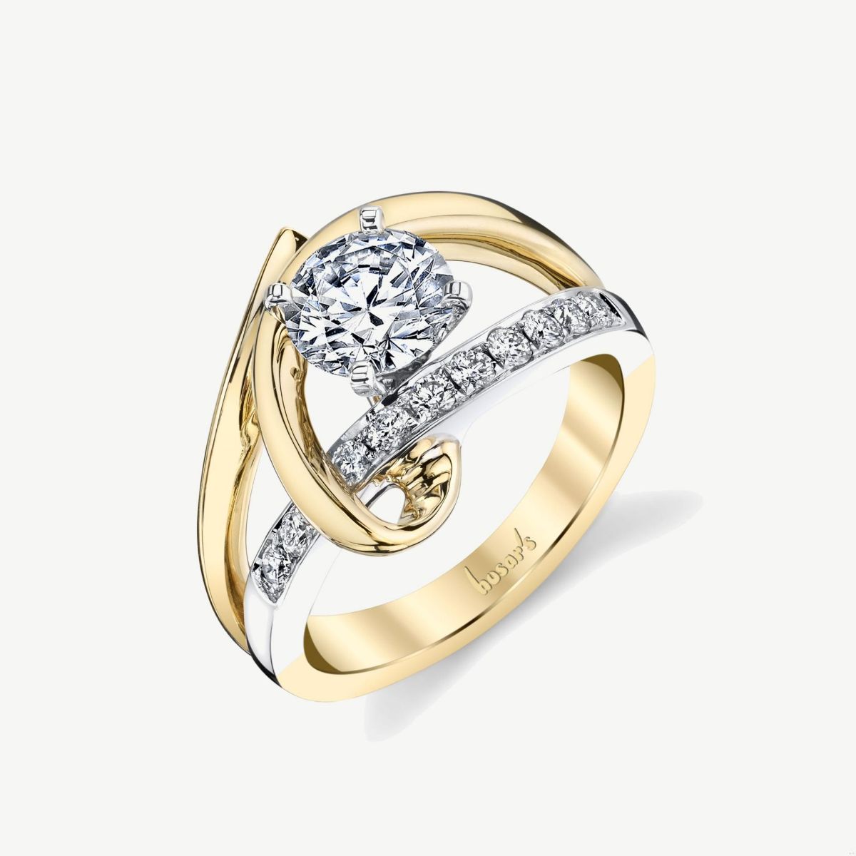 Picture of 14K White  and Yellow Gold Swirl Diamond Ring