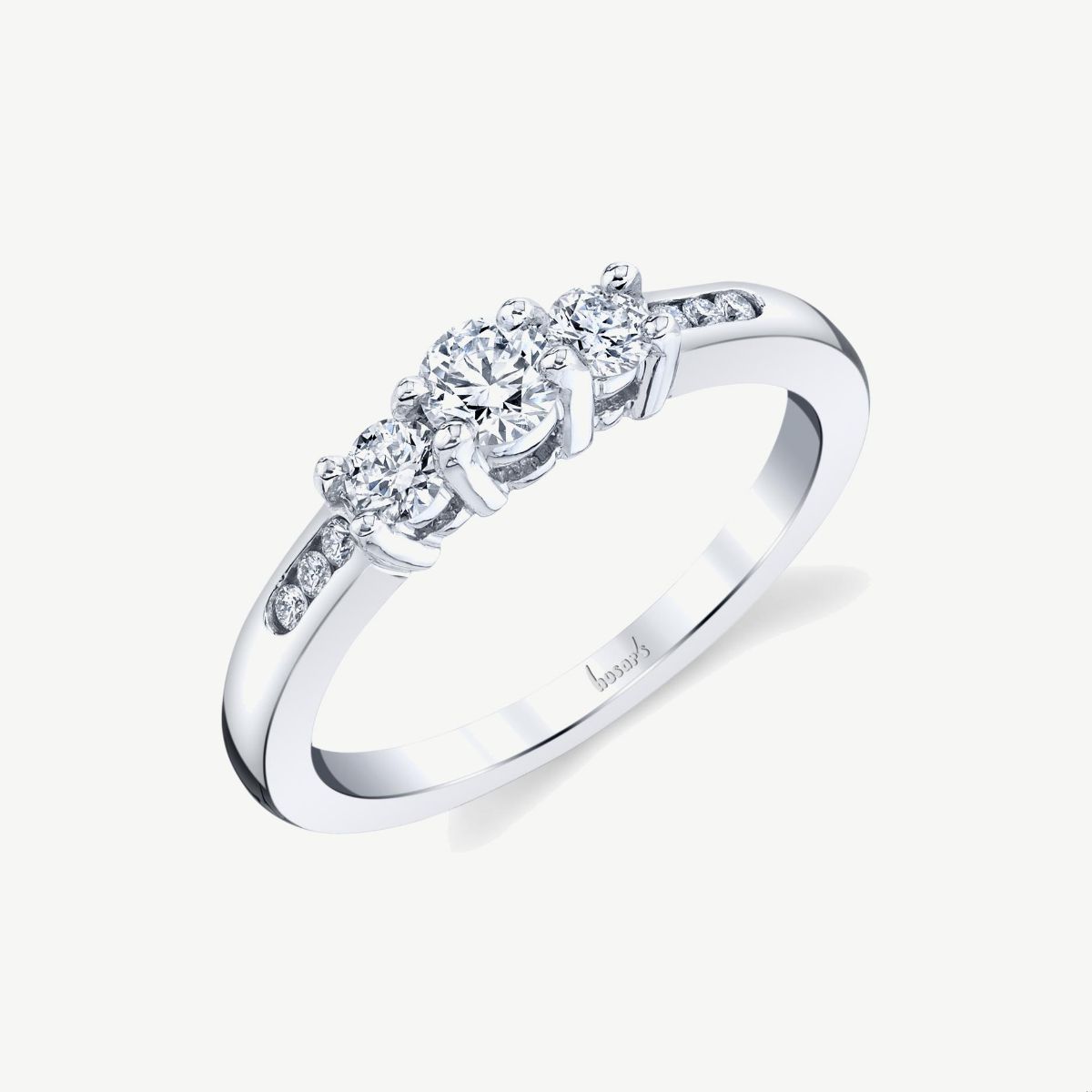 Picture of 14K White Gold Classic Three Stone Diamond Ring