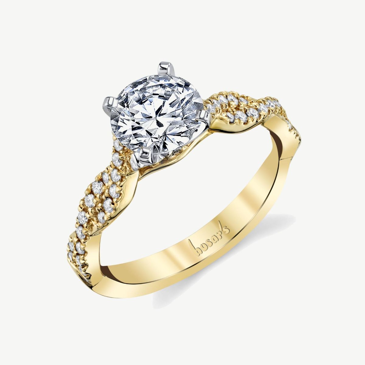 Picture of 14K Gold Twist Cathedral Diamond Ring