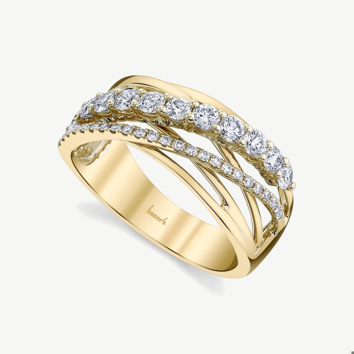 Picture of 14kt Yellow Gold Criss Cross Diamond Anniversary Band