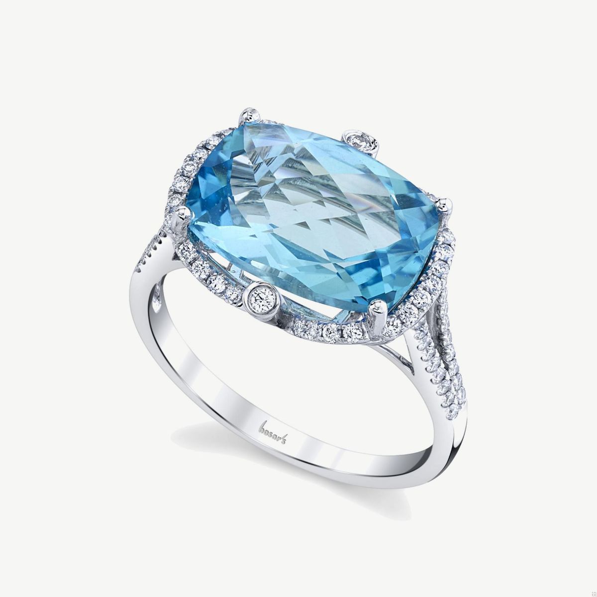 Picture of 14kt White Gold Blue Topaz and Diamond Ring