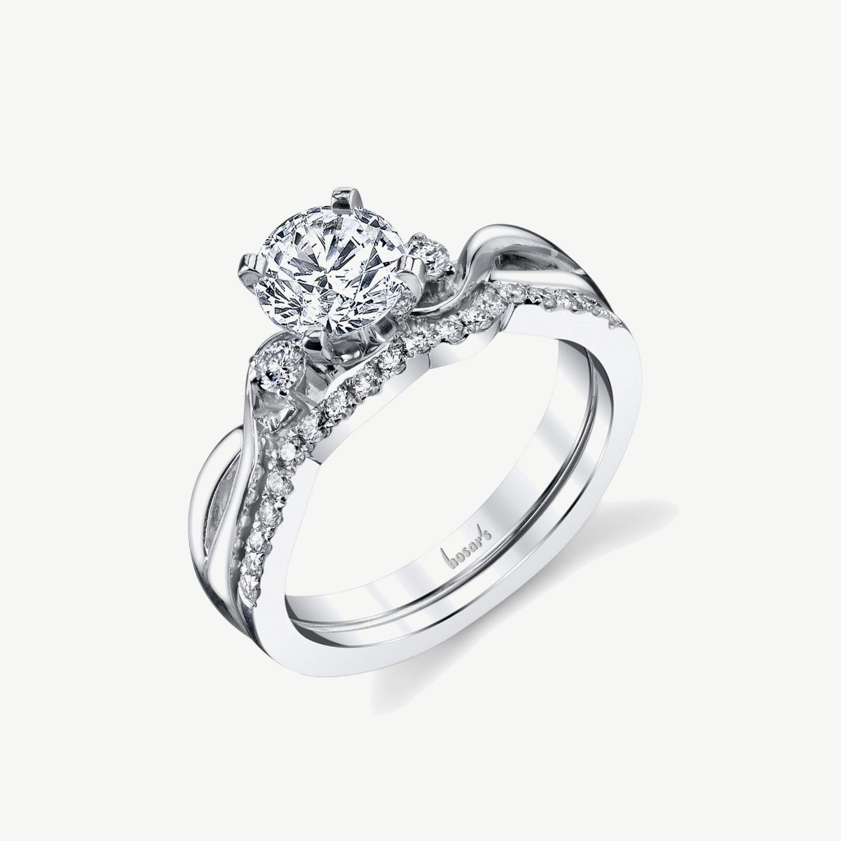 Picture of 14K Gold Three-Stone Diamond Engagement Ring with Twisted Band