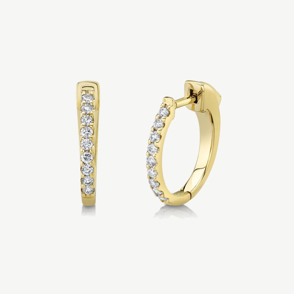 Picture of 14K Gold Diamond Hoop Earrings with Oval Shape and Shared Prong Set 18-1.50mm Round Diamonds