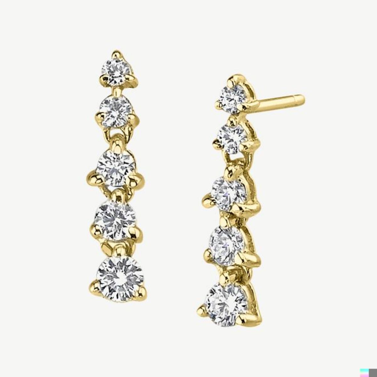 Picture of 14K Gold Diamond Dangle Earrings with Graduated Prong Set Rounds