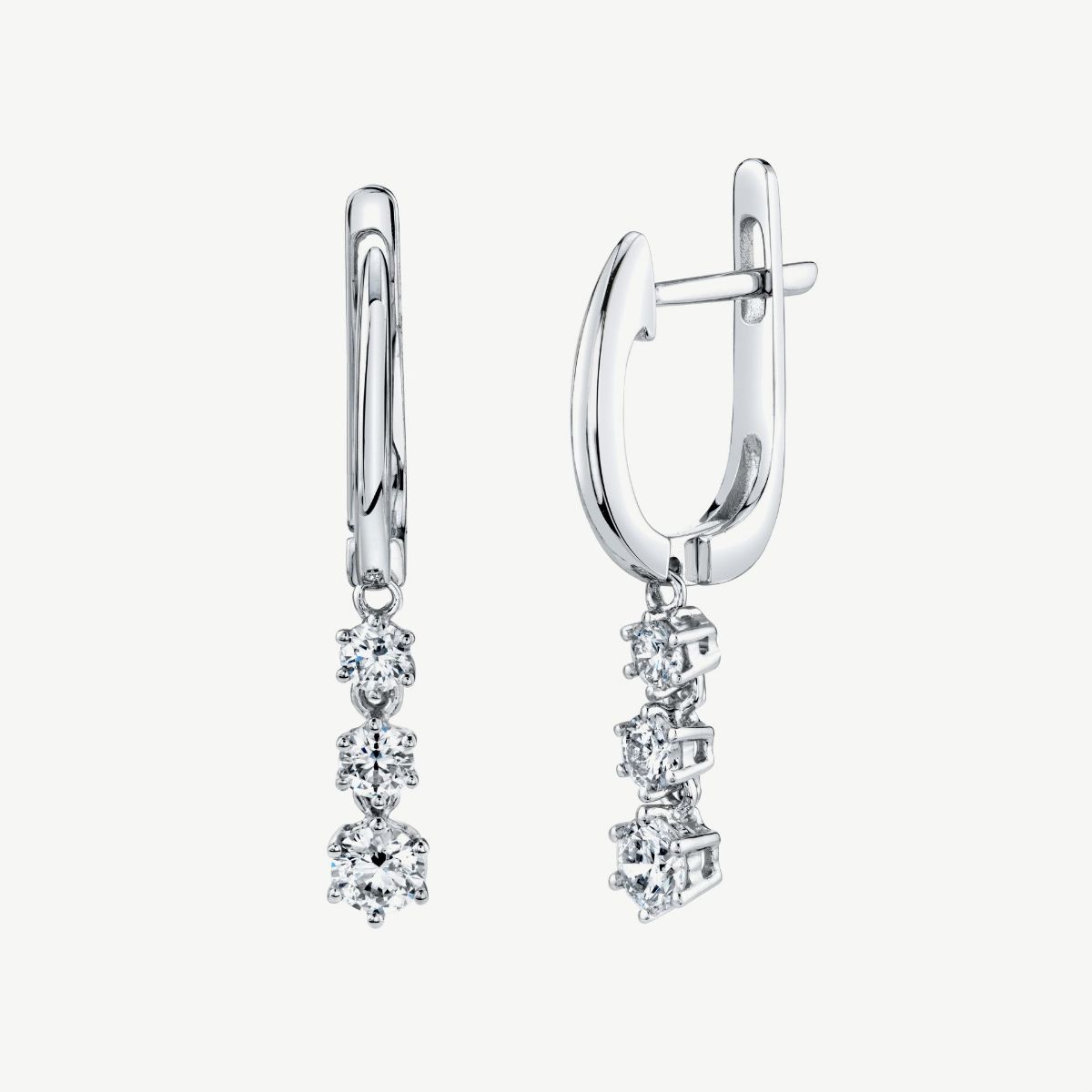 Picture of 14K Three-Stone Graduated Diamond Dangle Earrings