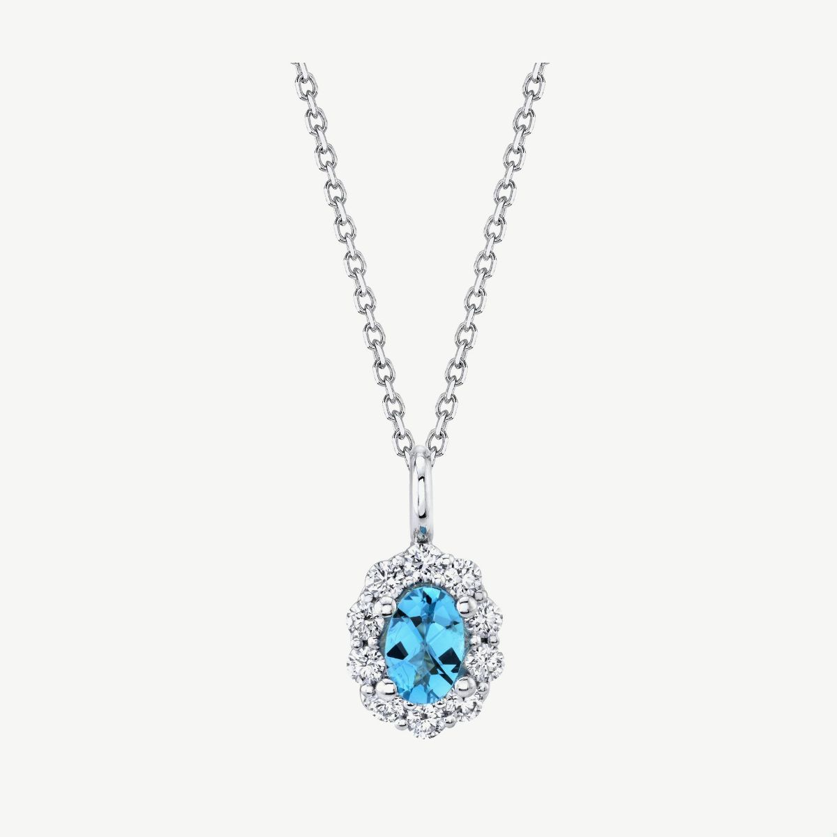 Picture of 14kt White Gold Blue Topaz and Diamond Pendant