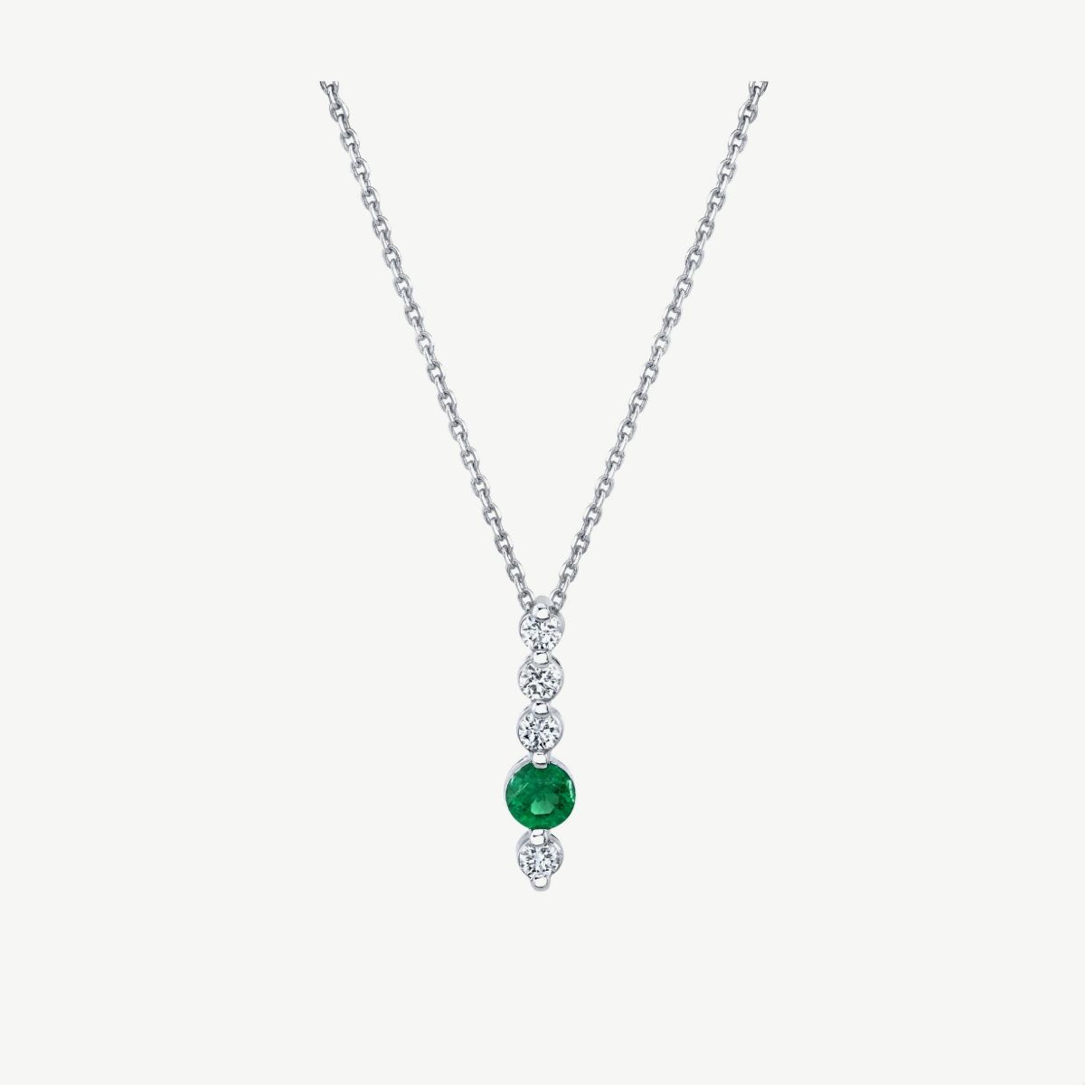 Picture of 14K Gold Emerald Stick Pendant with Shared Prong Set Stones and Hidden Bale