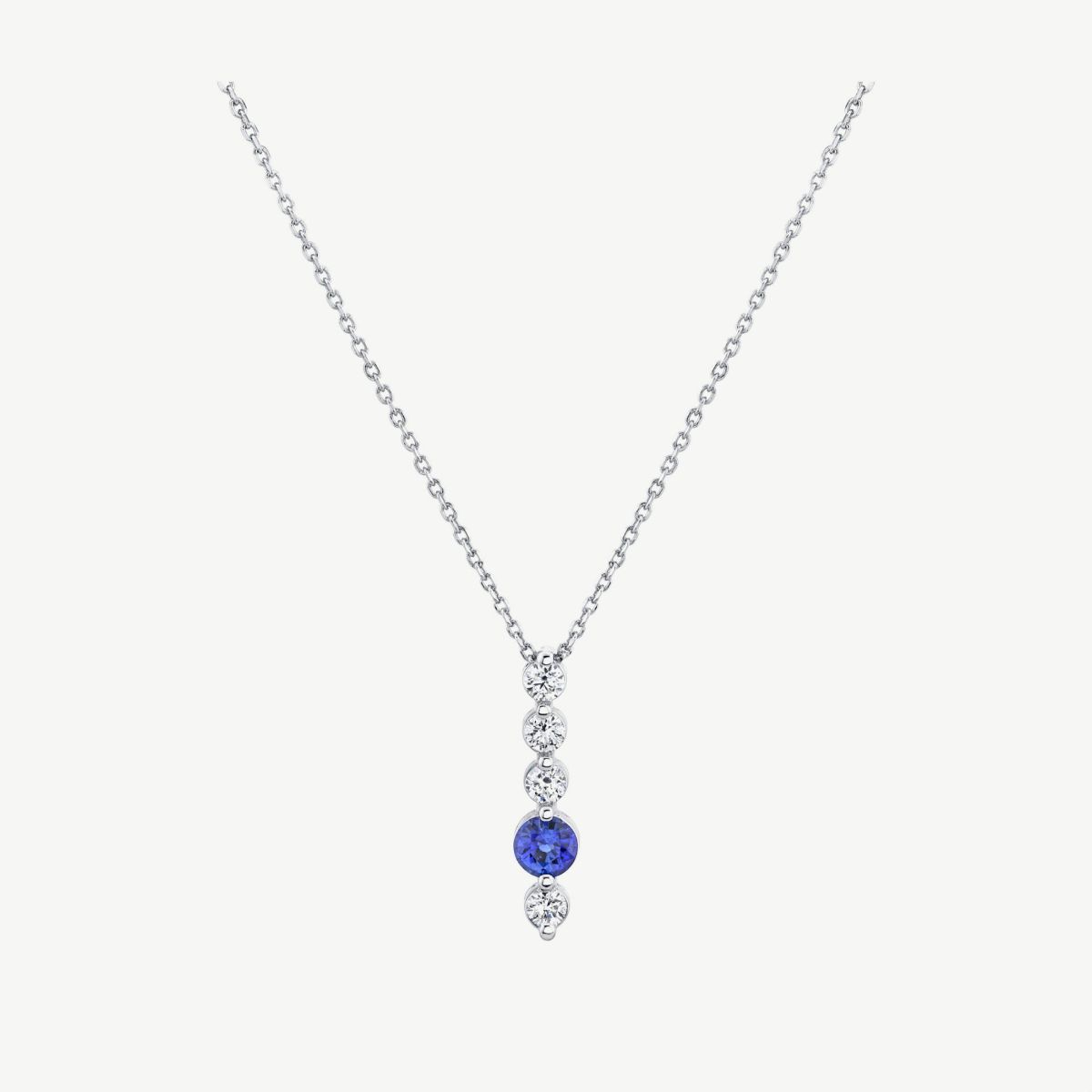 Picture of 14K Gold Sapphire Stick Pendant with Shared Prong Set Stones and Hidden Bale