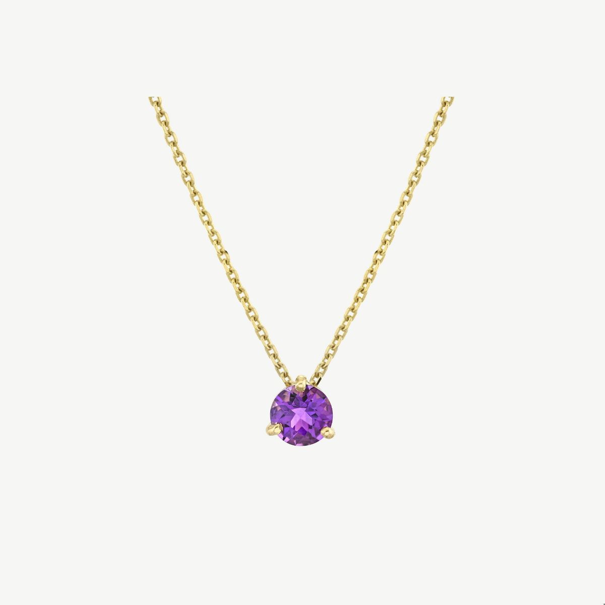 Picture of 14K Gold Amethyst Round Pendant 3 Prong Wire Basket No Bale