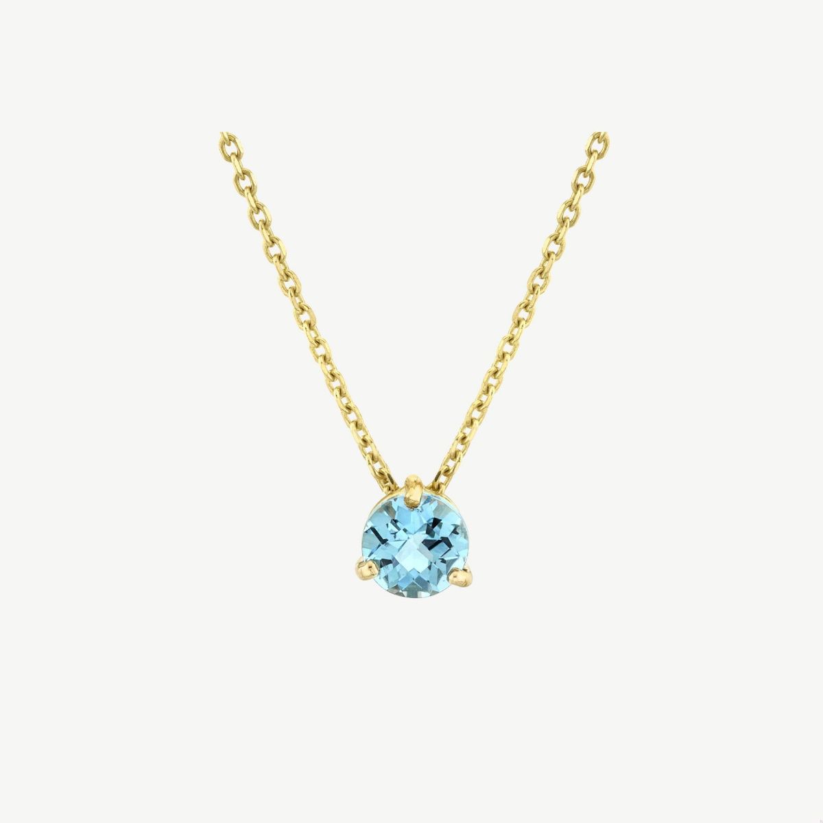 Picture of 14K Gold Blue Topaz Round Pendant 3 Prong Wire Basket No Bale