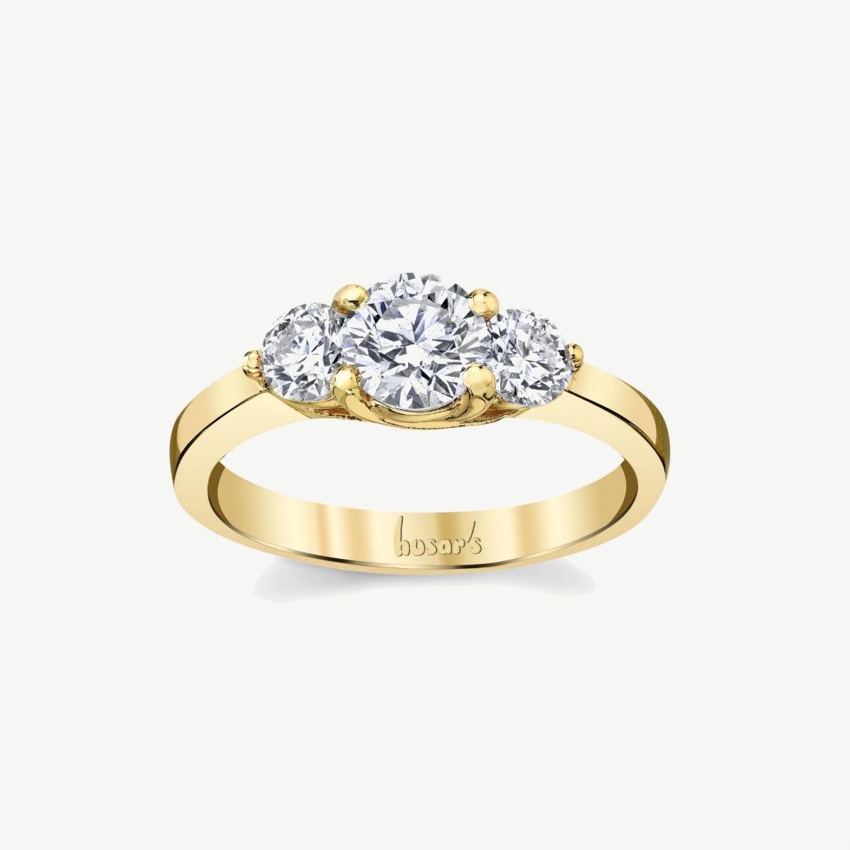 Picture of 14K Gold Three-Stone Diamond Ring with Trellis Setting