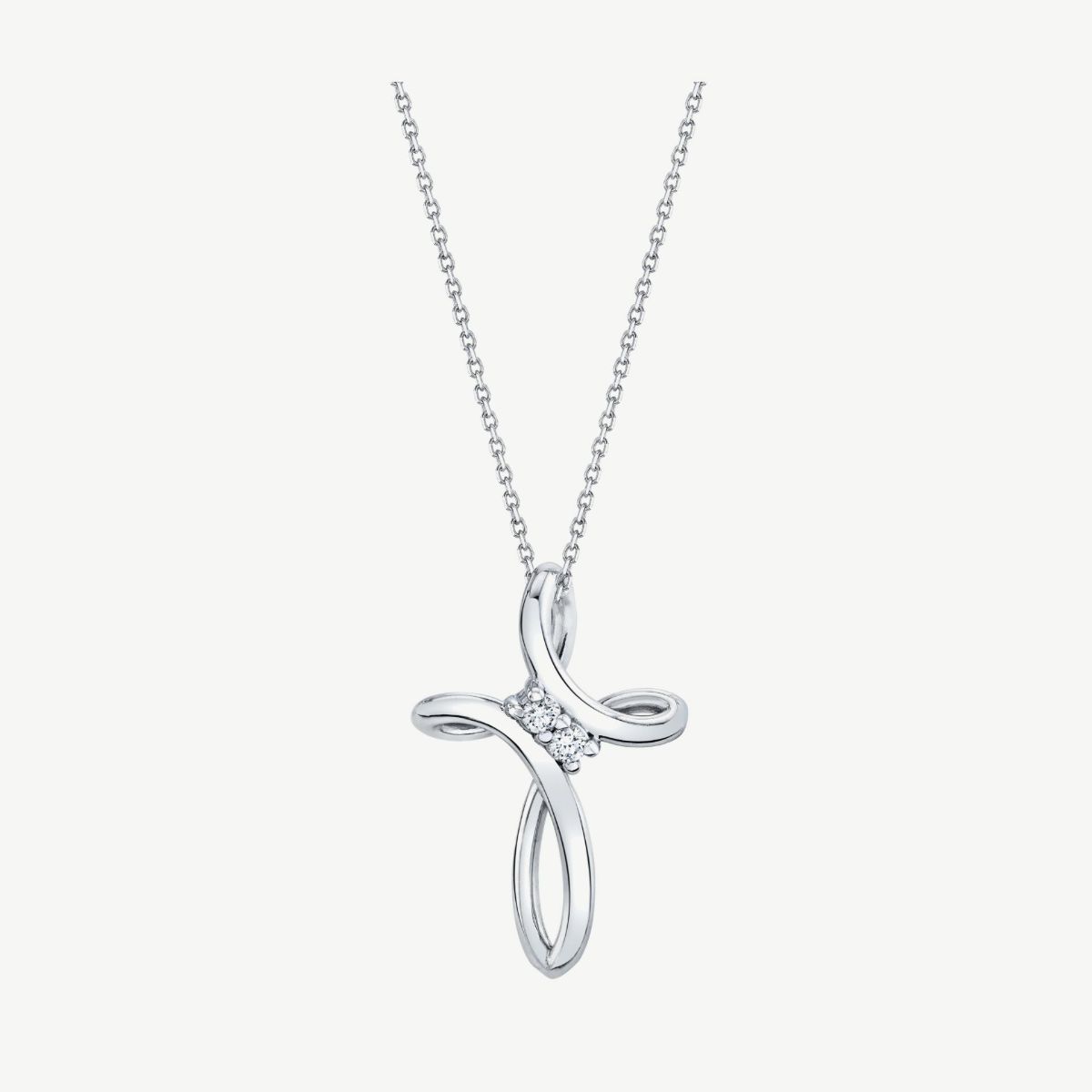 Picture of 14K White Gold Twisted Loop Pendant with Two Prong Set Diamonds