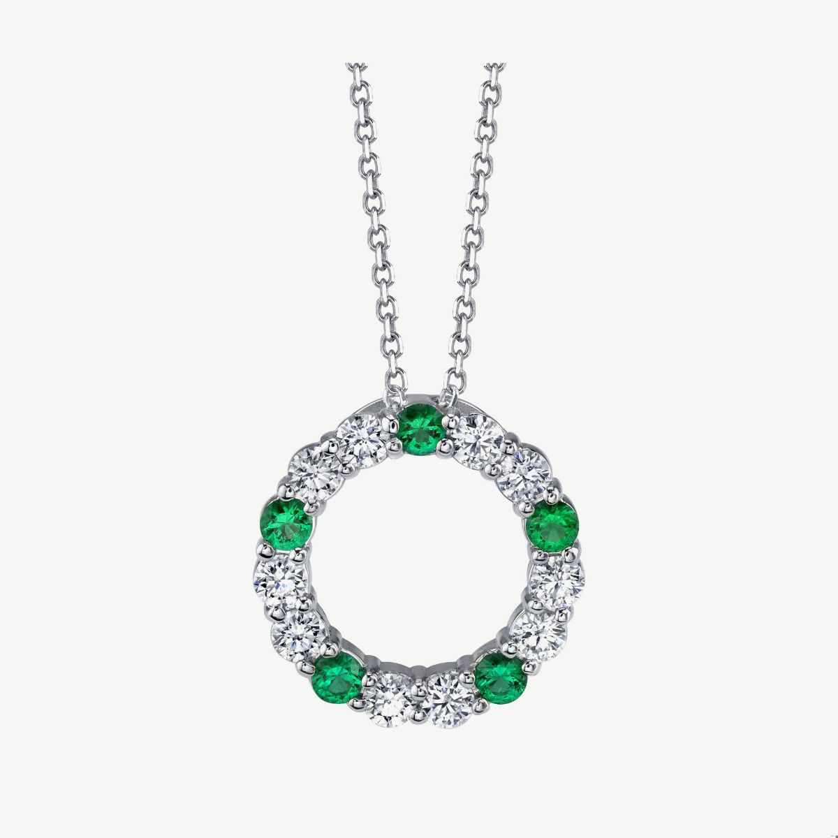 Picture of 14kt White Gold Emerald and Diamond Pendant with Hideen Bale