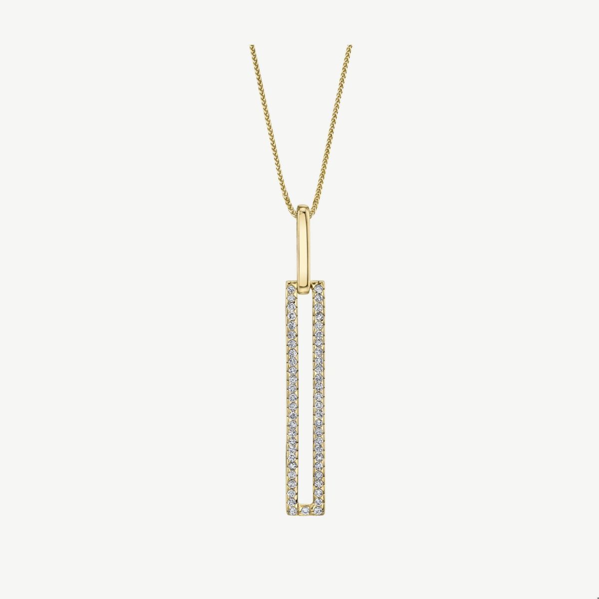 Picture of Open Elongated Rectangle Pendant with Prong-Set Rounds and Polished Bale