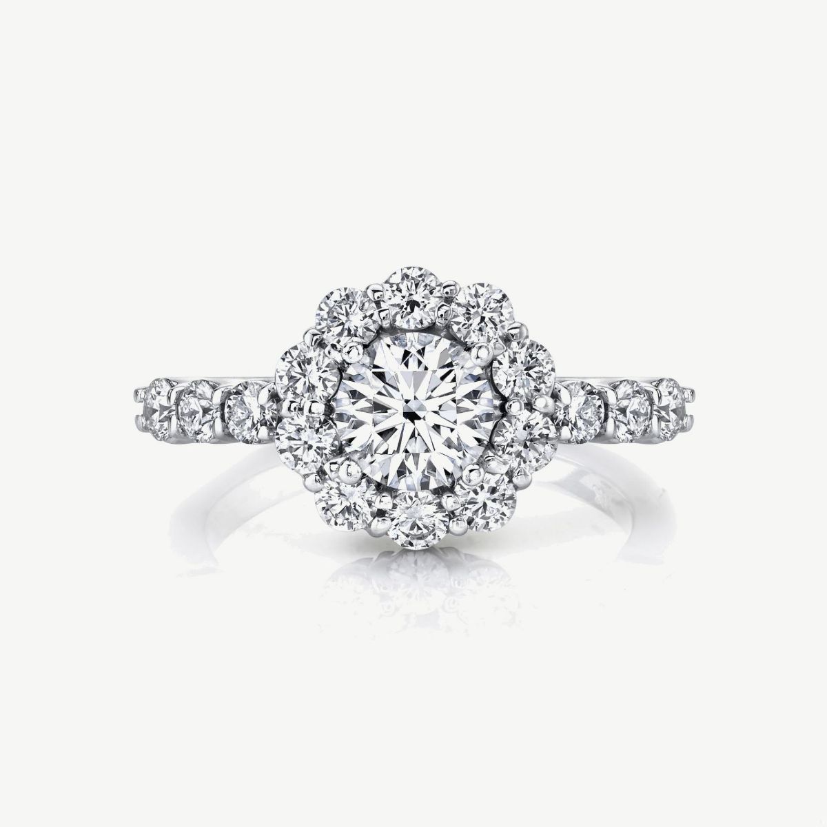 Picture of 14K White Gold Classic Halo Diamond Engagement Ring