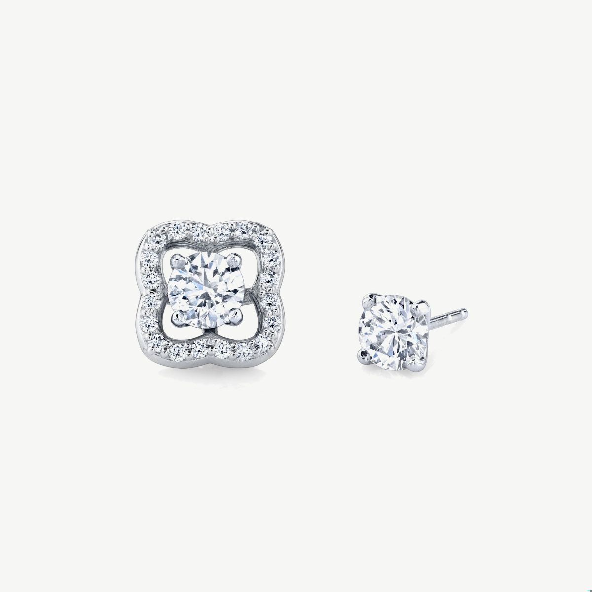 Picture of 14K White Gold  Clover Halo Earring Jackets for Solitaire Studs (Studs Sold Separately)