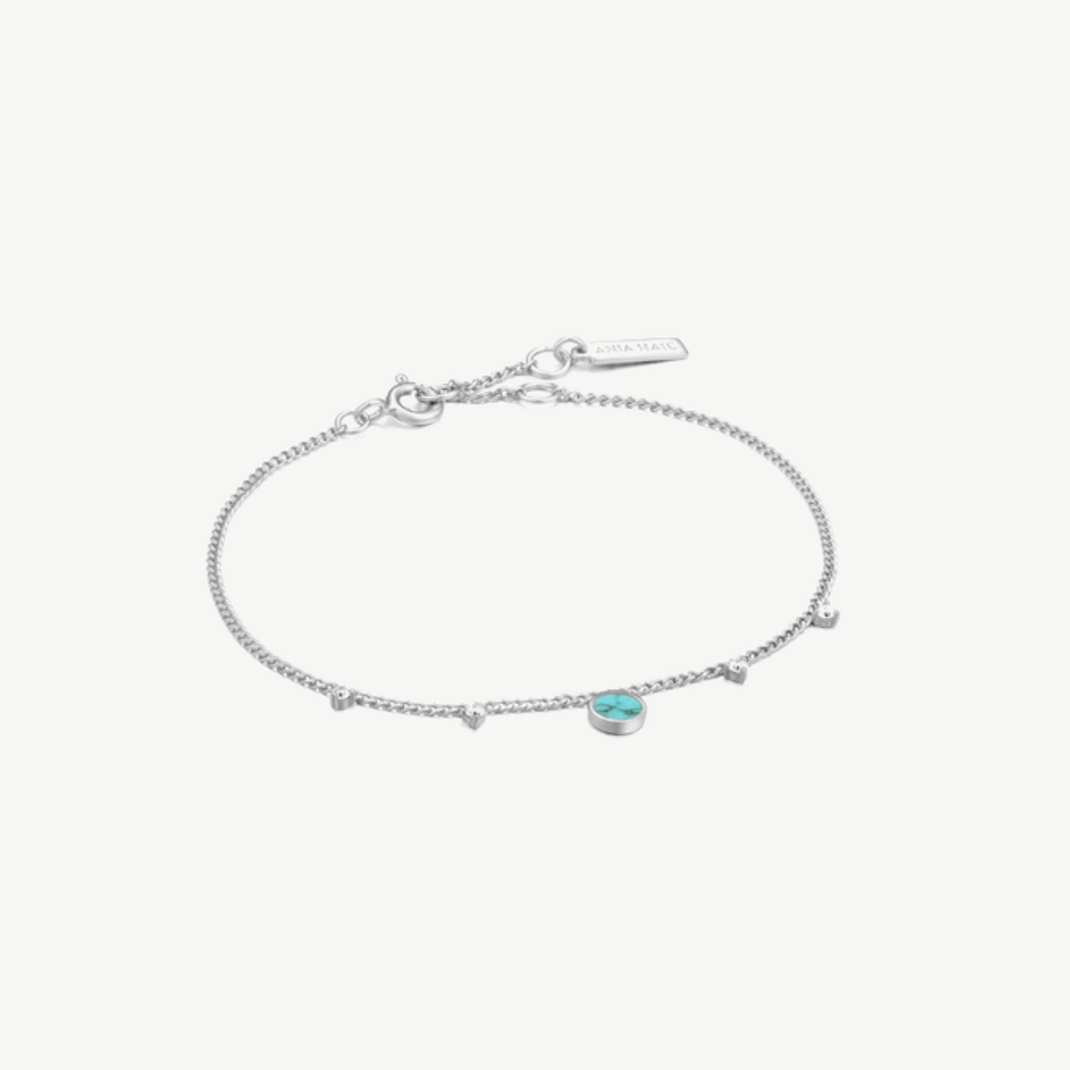 Picture of .925 Sterling Silver Delicate Turquoise Drop Disc Bracelet