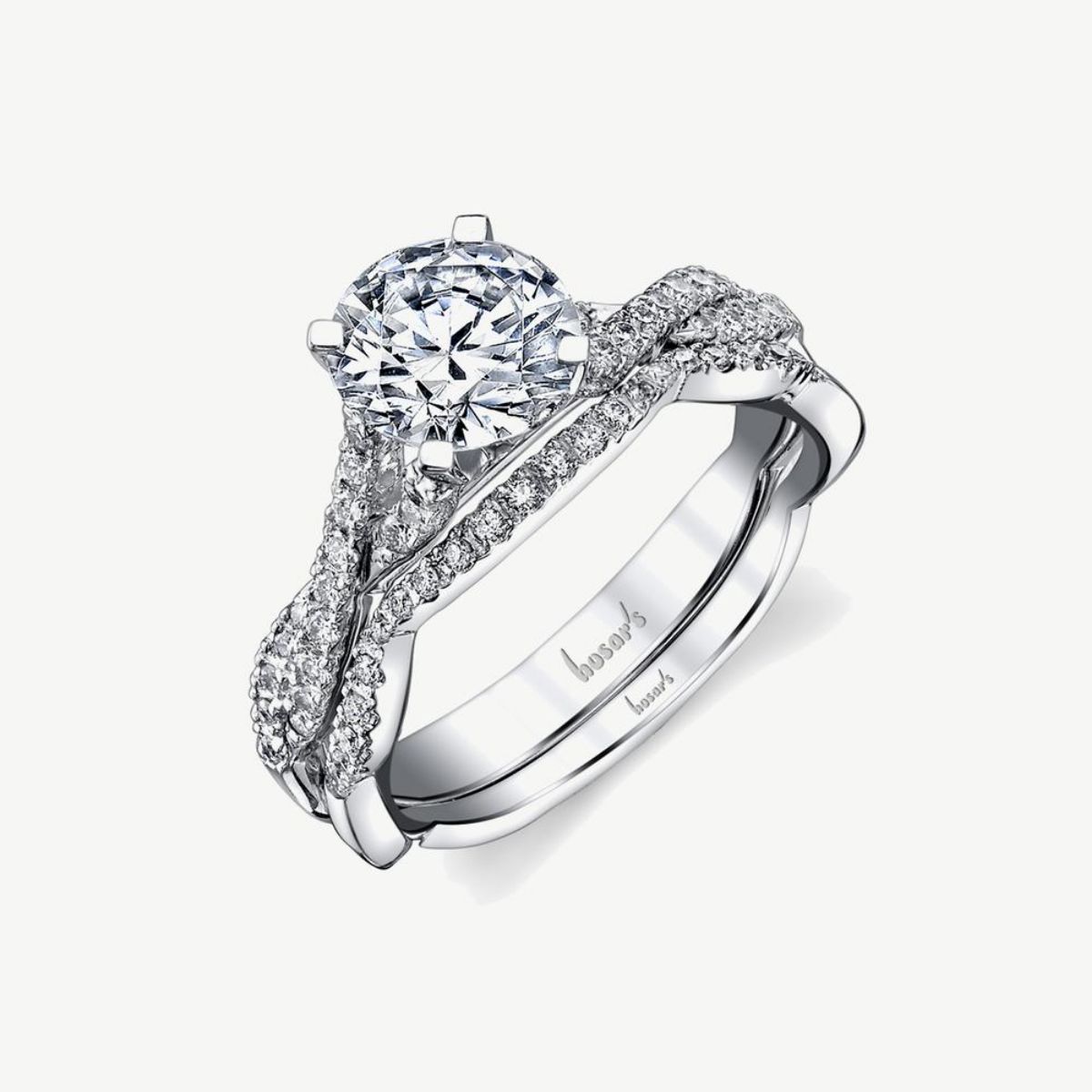 Picture of 14K White Gold Twist Cathedral Diamond Ring