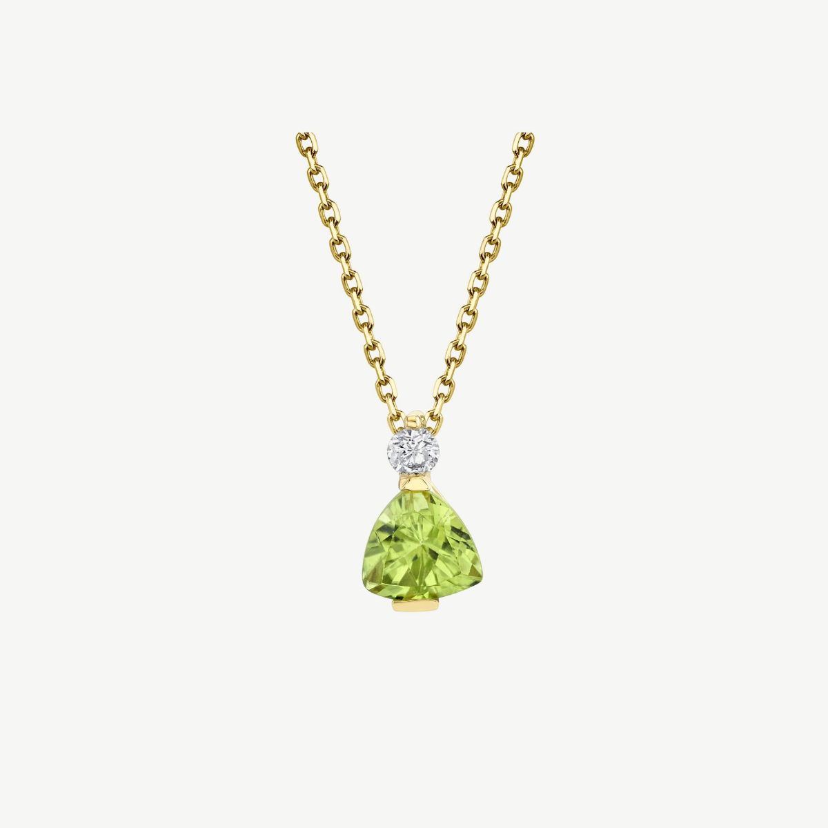 Picture of 14K Yellow Gold Trillion-Cut Peridot and Diamond Accent Pendant