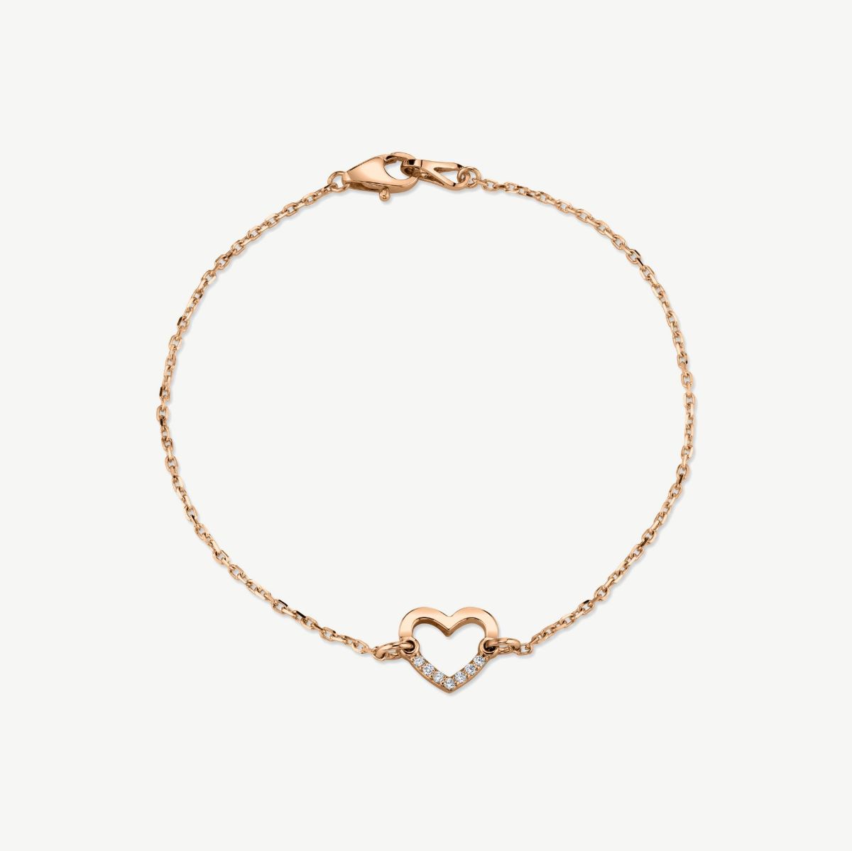 Picture of 14K Rose Gold Heart Diamond Bracelet