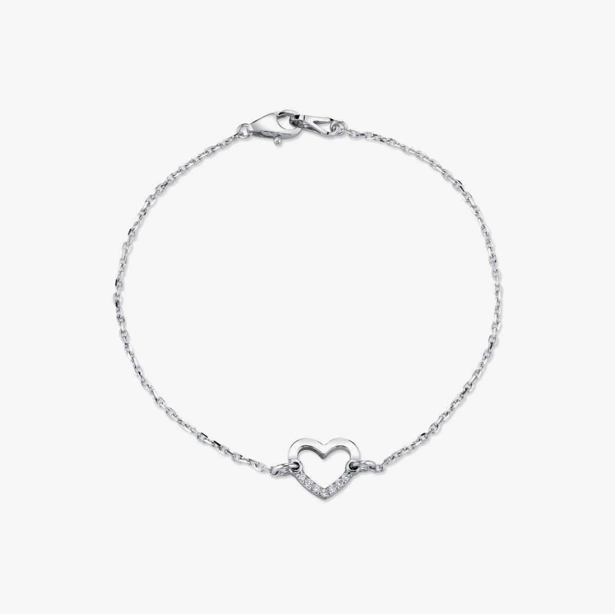 Picture of 14K Gold Diamond Heart Bracelet with Prong Set Rounds