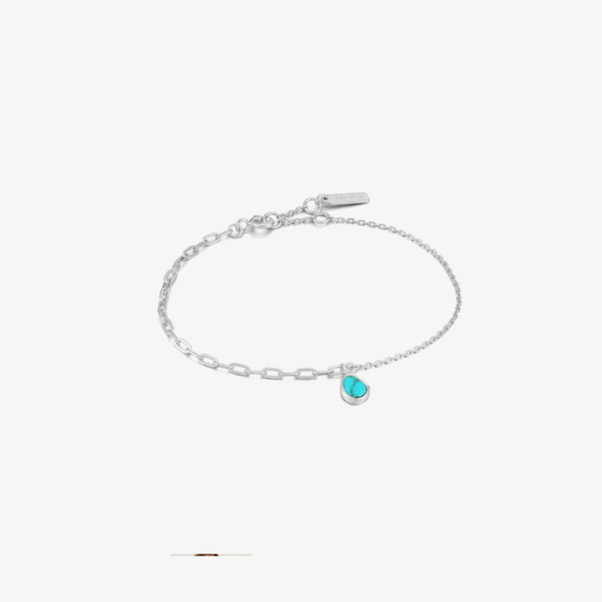 Picture of .925 Sterling Silver Paperclip and Curb Link Single Turquoise Bracelet