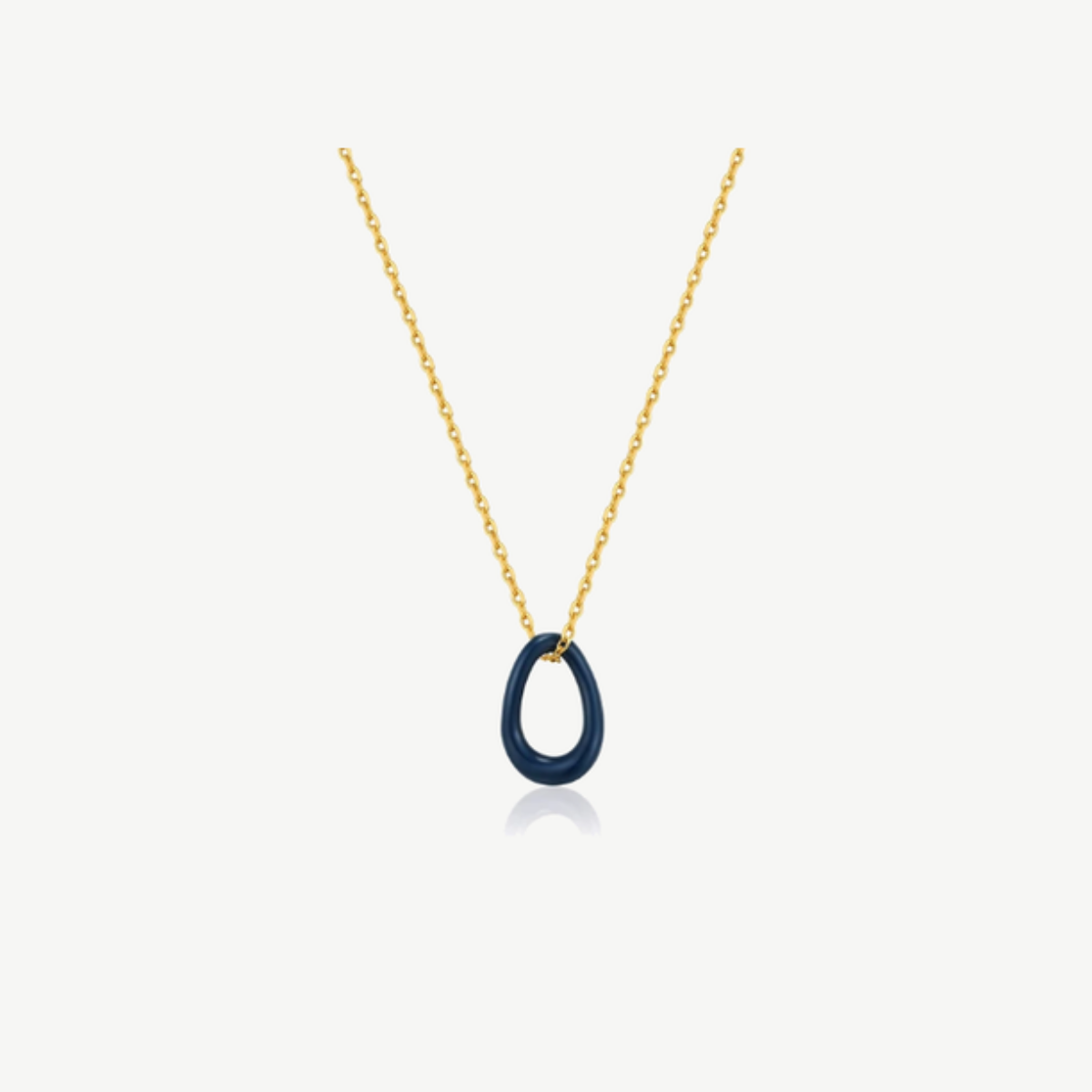 Picture of 14K Yellow Gold Plated Sterling Silver Navy Blue Enamel Gold Twisted Pendant Necklace