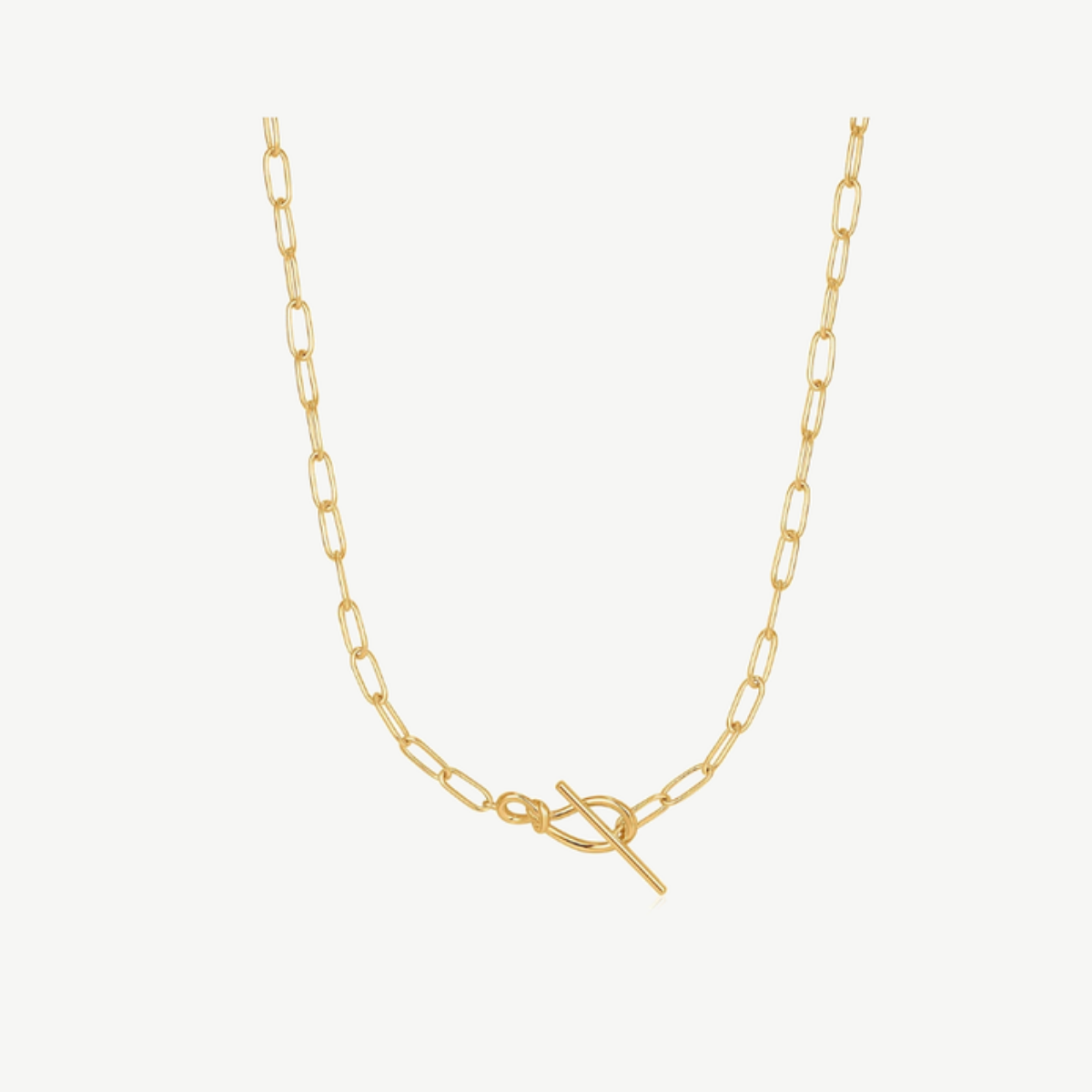 Picture of 14K Yellow Gold Plated Sterling Silver Knot T Bar Chain Necklace