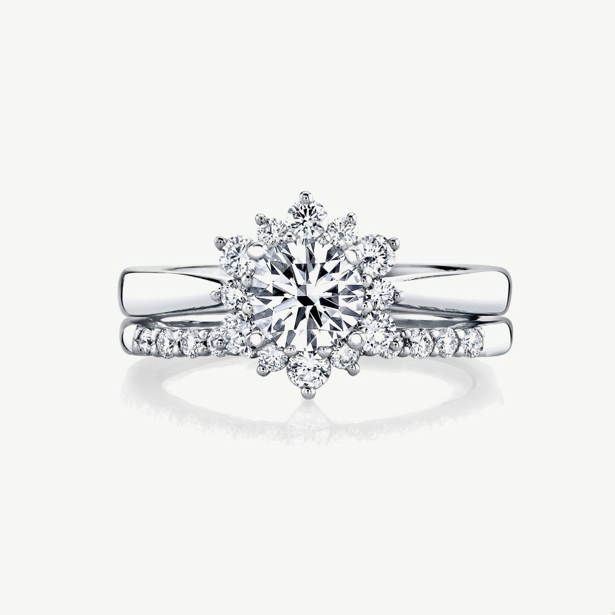 Picture of 14K White Gold Halo Round Diamond Engagement Ring