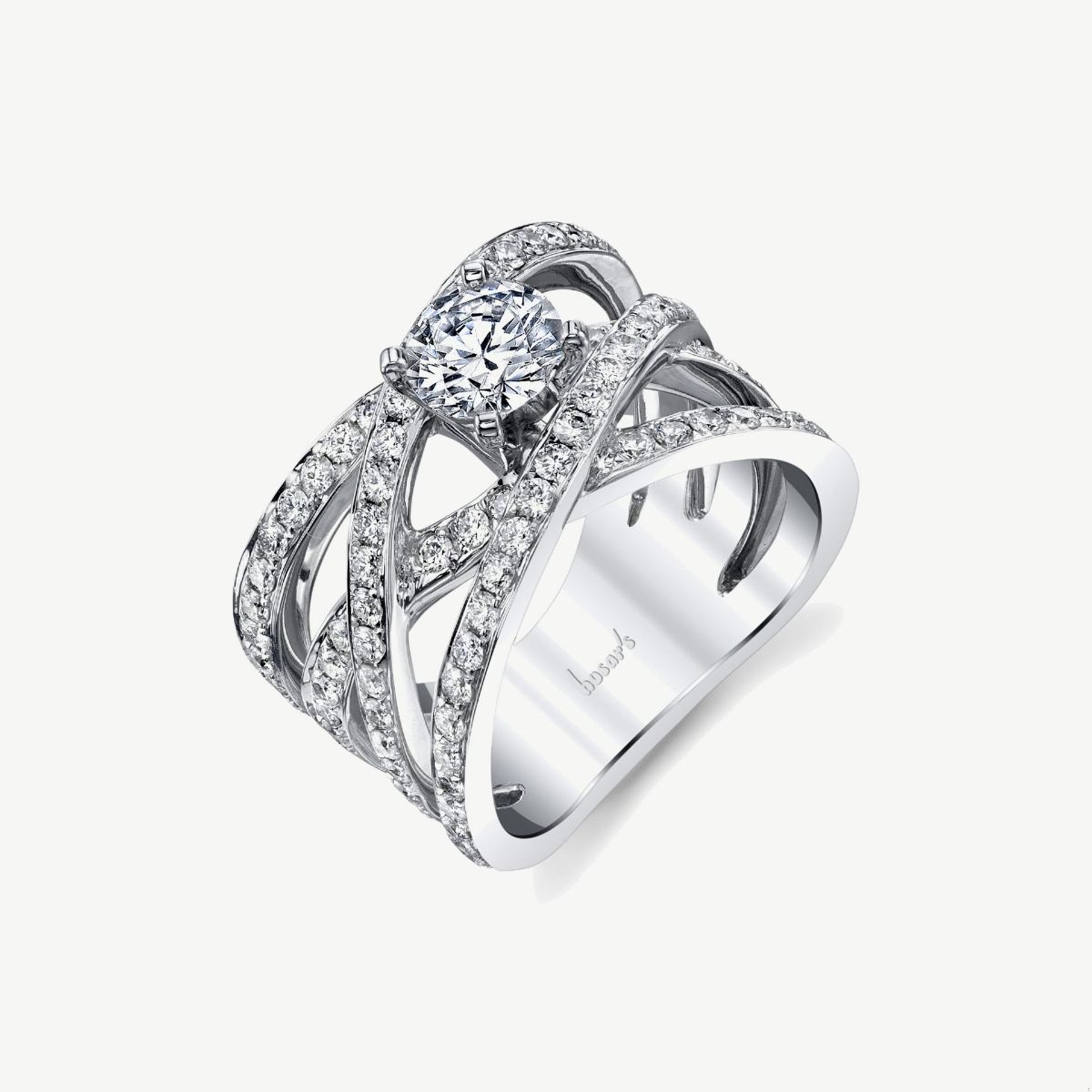 Picture of 14K White Gold Open twisted Diamond Channel Set wide Band