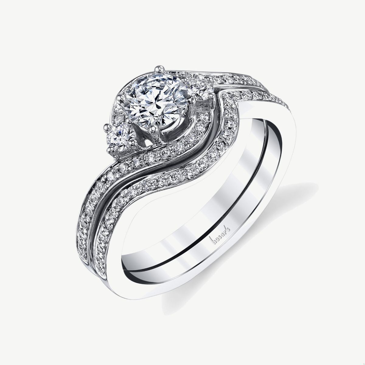 Picture of 14K White Gold Elegant Round Halo Bypass Ring