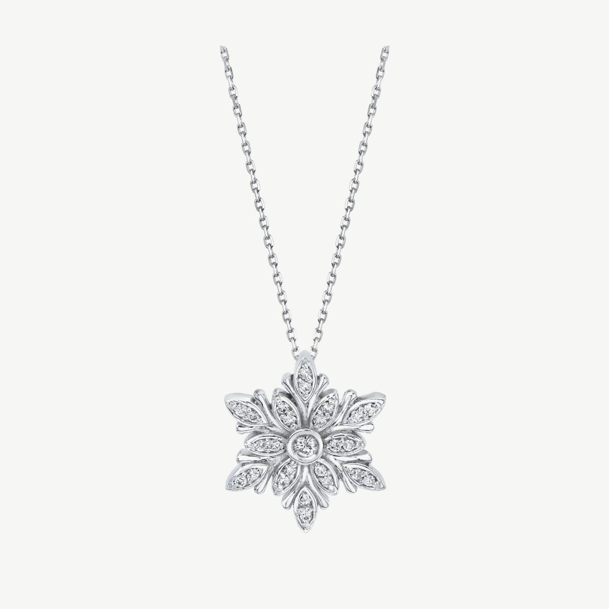 Picture of 14K Gold Snowflake Pendant with Bezel Set Round and Marquise Sections