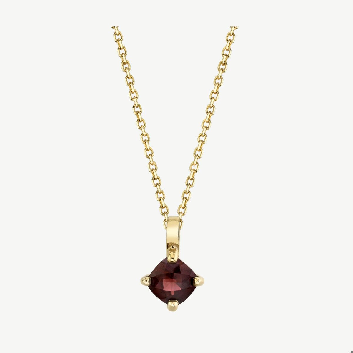 Picture of 14K Gold Pyrope Garnet Cushion Pendant 4 Prong Solid Bale