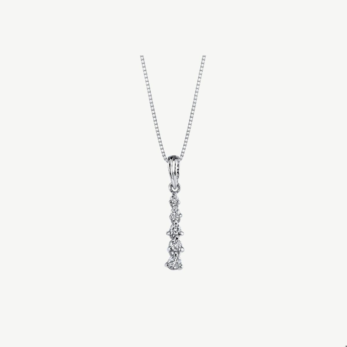 Picture of 14K White Gold Journey Pendant with Graduated Diamonds – Tapered Bale