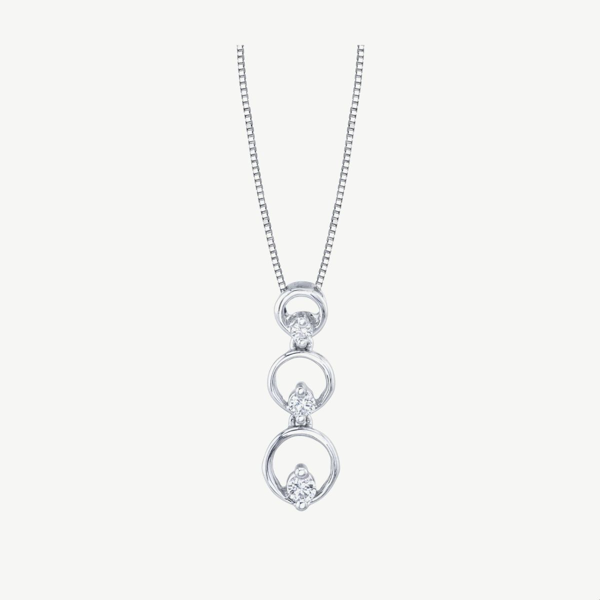 Picture of 14K White Gold Three-Stone Diamond Pendant – Graduated Circles, Hidden Bale