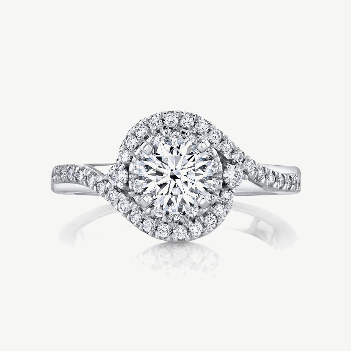 Picture of 14K White Gold Bypass Bridal Semi-Mount Ring with Larger Prong-Set Diamonds