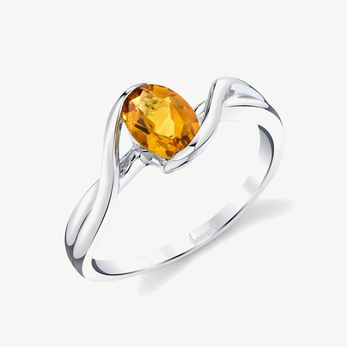 Picture of 14K Gold Citrine Bypass Ring with Channel Set Oval and Twisted Shank