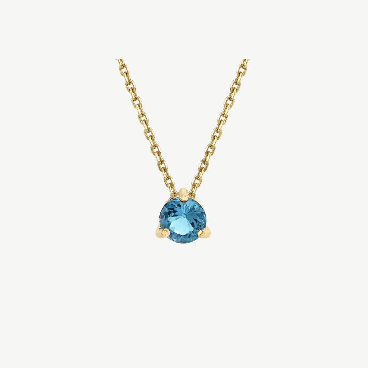 Picture of 14K Gold London Blue Topaz Round Pendant 3 Prong Wire Basket No Bale