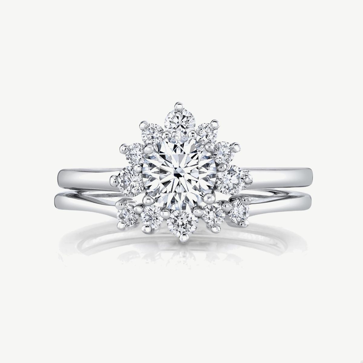 Picture of 14K White Gold Half-Halo Diamond Engagement Ring