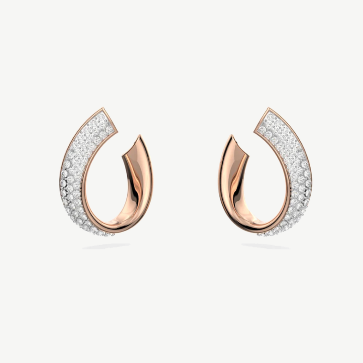 Picture of Swarovski Exist Ribbon Hoops with Rose Gold and Clear Crystal Pavé