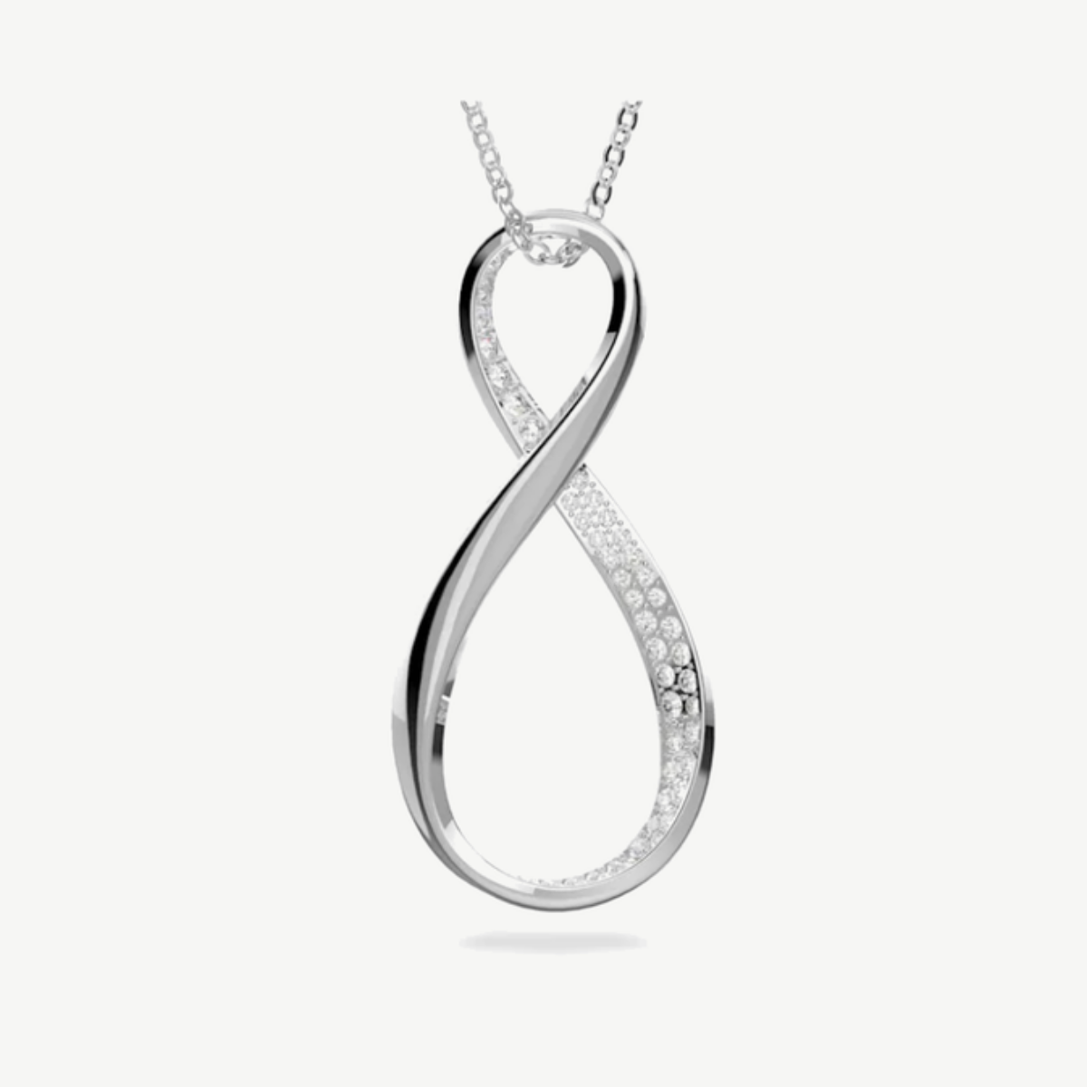 Picture of Swarovski Exist Infinity Knot Pendant with Rhodium and Clear Crystal Pavé