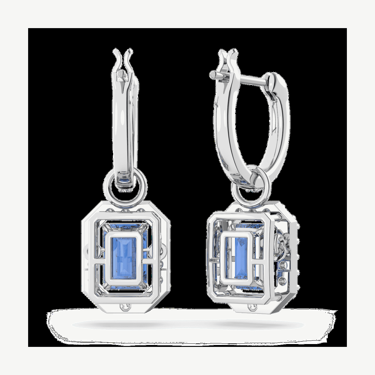 Picture of Swarovski Millenia Blue Crystal Drop Earrings with Pavé Halo