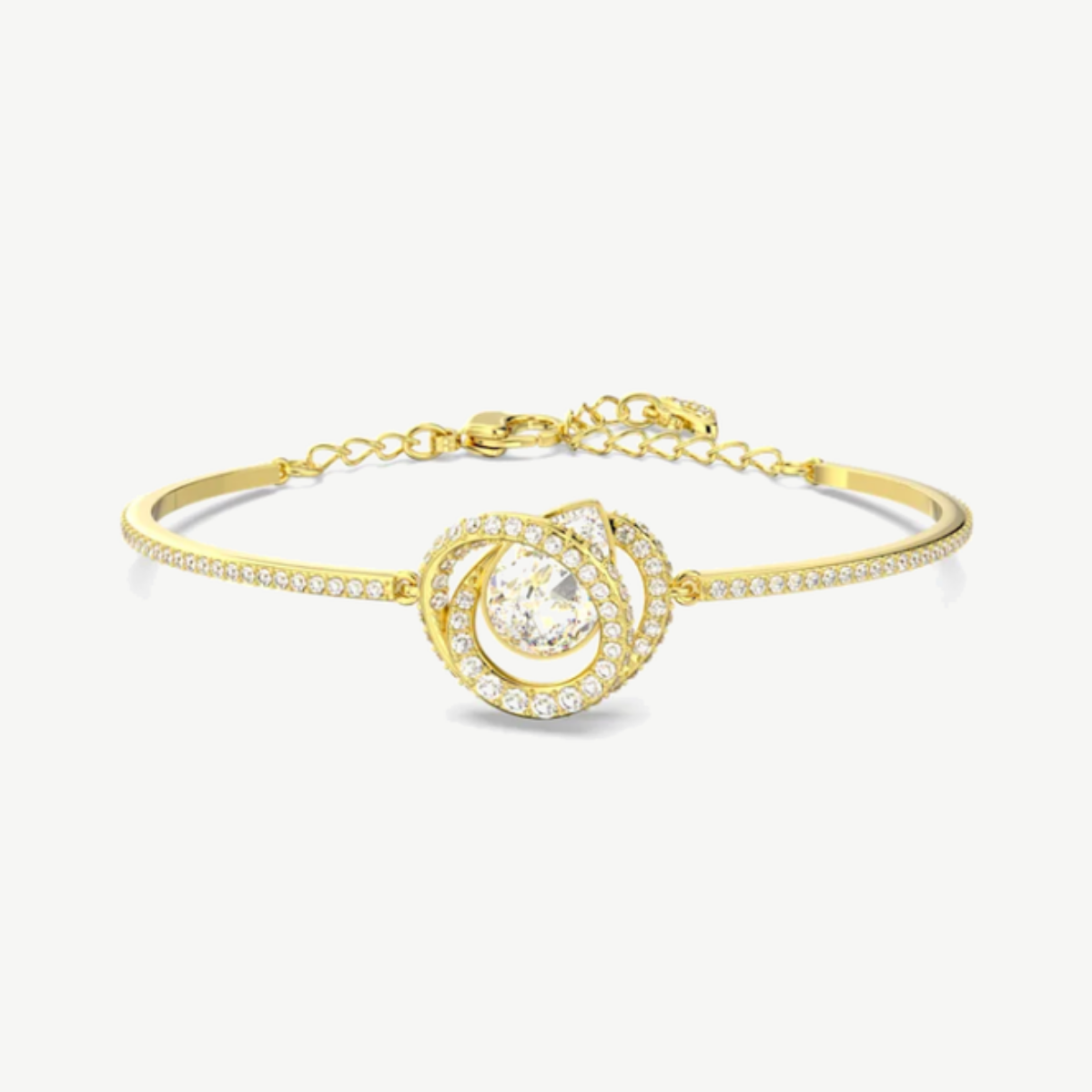 Picture of Swarovski Generation Bangle with Pear-Cut Crystal and Pavé Spirals