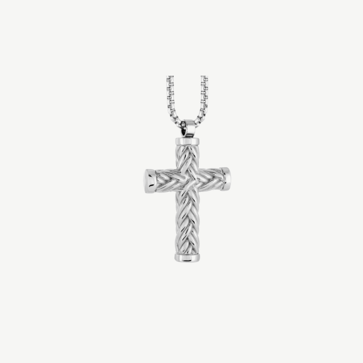 Picture of Stainless Steel Cross Necklace with Ion-Plated Weave Design