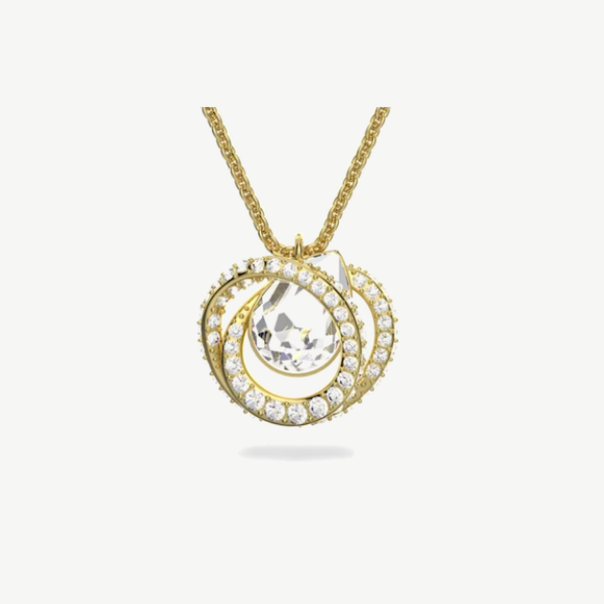 Picture of Swarovski Generation Pendant with Pear-Shaped Crystal and Pavé Spirals