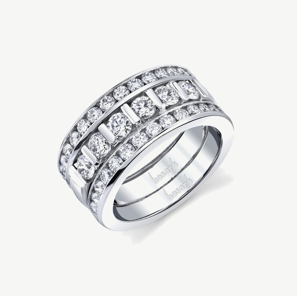 Picture of 14K White Gold Triple Row Diamond Band