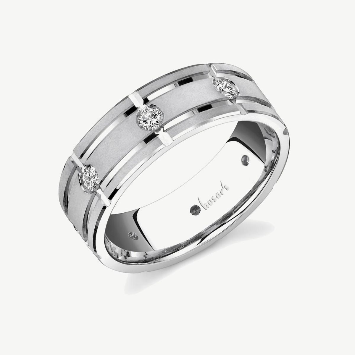 Picture of 14K White Gold Diamond Accent Satin-Finish Band Ring